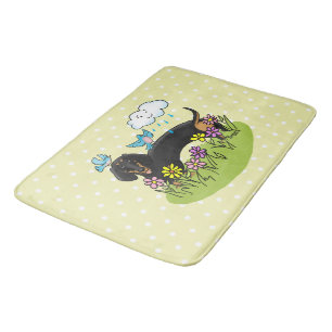 Spring Dachshund Dog Dachsie (black and tan) Cute Bath Mat