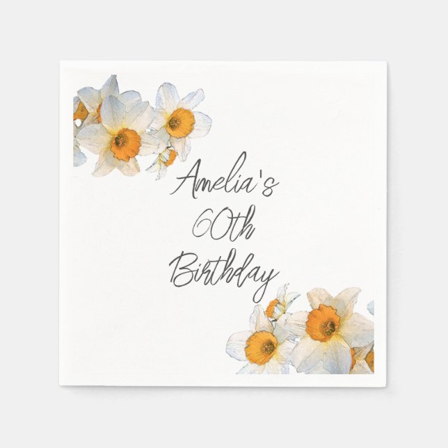 Spring Daffodil Any Age Birthday Napkin (Front)