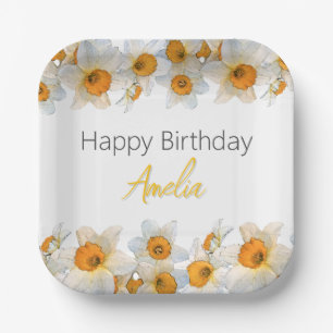 Spring Daffodil Birthday Paper Plate