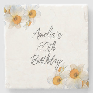 Spring Daffodil  Birthday Stone Coaster