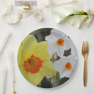 Spring Daffodil Blooms Floral Paper Plate