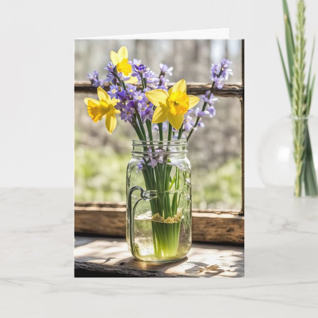 Spring Daffodil Bouquet for Thinking of You Card (Front)