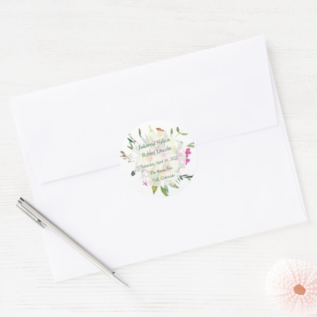 Spring daffodil bouquet wedding  classic round sticker (Envelope)