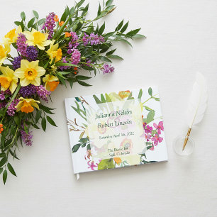Spring daffodil bouquet wedding   guest book