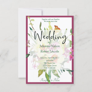 Spring daffodil bouquet wedding invitation