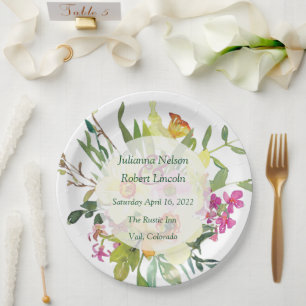 Spring daffodil bouquet wedding paper plate
