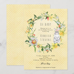 spring daffodil bunny baby shower invitation