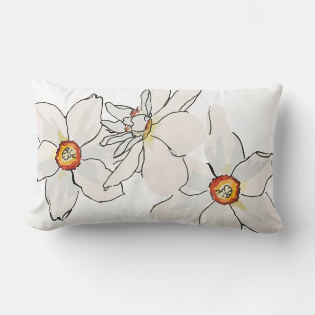 Spring Daffodil Flower Pattern Lumbar Cushion (Front)
