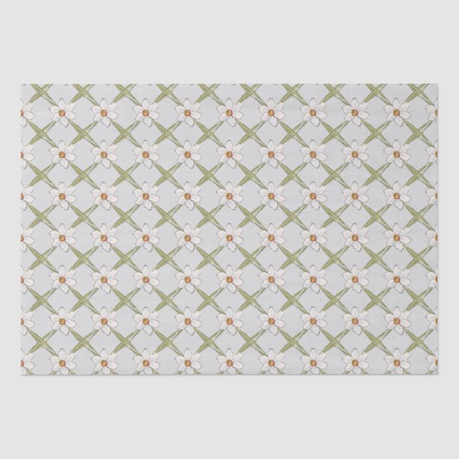 Spring Daffodil Flowers Baby Shower Tissue Paper (Front)