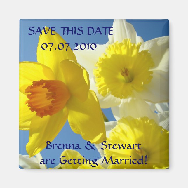 Spring Daffodil Flowers Save this Date magnet (Front)