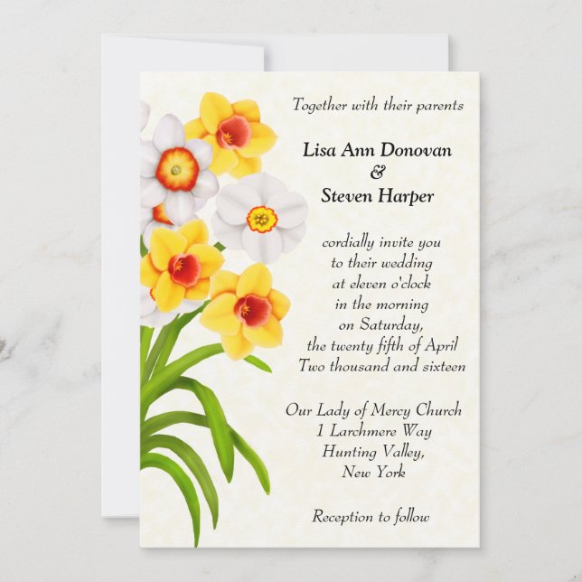 Spring Daffodil Flowers Wedding Invitation (Front)