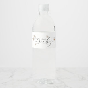 Spring Daffodil Hello Baby Script Enclosure Card Water Bottle Label