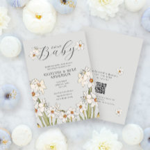 Spring Daffodil QR Code Hello Baby Shower 