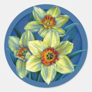 Spring daffodil yellow art painted flower sticker