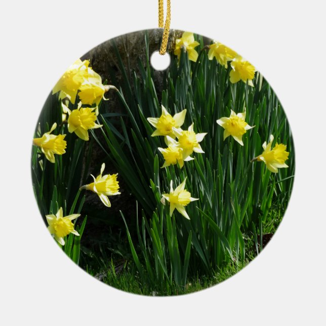 Spring Daffodils Ceramic Tree Decoration (Front)