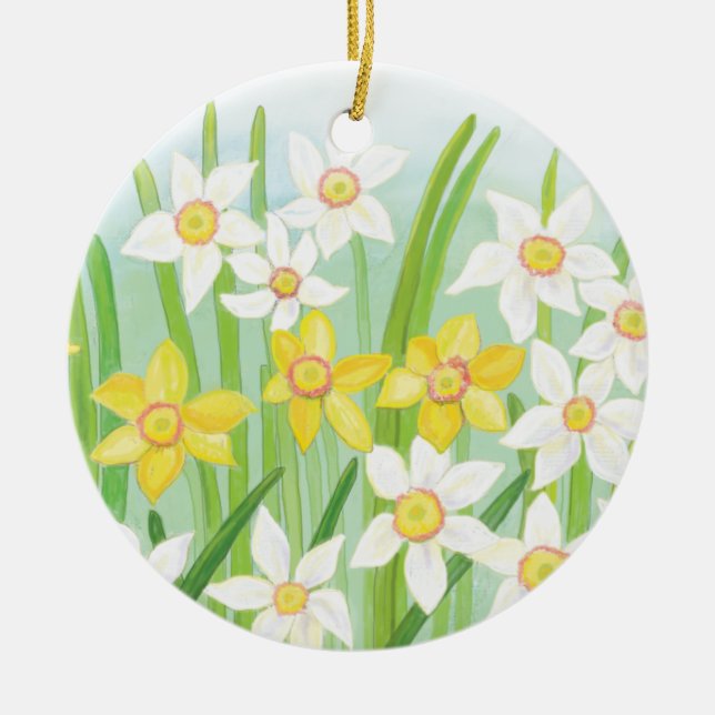Spring Daffodils   Ceramic Tree Decoration (Front)
