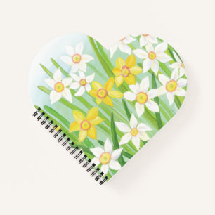 Spring Daffodils Heart Shaped   Notebook