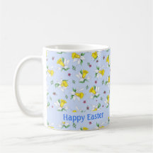 Spring Daffodils on Light Blue Happy Easter
