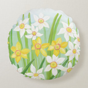 Spring Daffodils Round Cushion