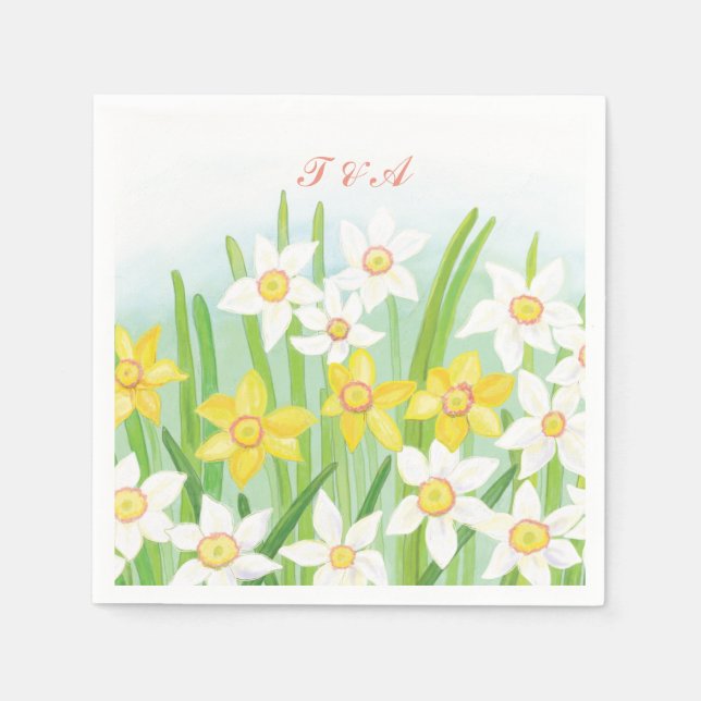 Spring Daffodils Wedding  Napkin (Front)