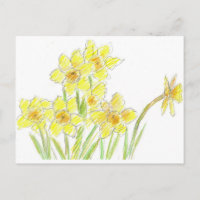Spring Daffodils Yellow Watercolor Flowers