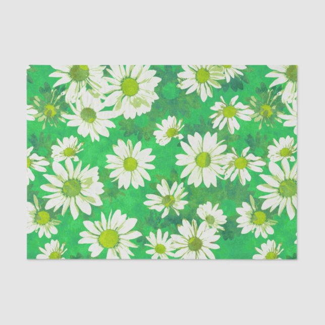 Spring Daisies on Green Tissue Paper (Front)