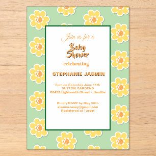 Spring Daisies on Pastel Sage Green Acrylic Invitations