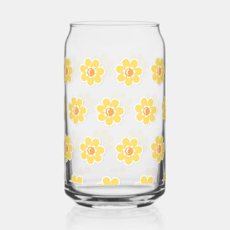 Spring Daisies on Pastel Sage Green Can Glass