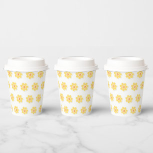 Spring Daisies on Pastel Sage Green Paper Cups
