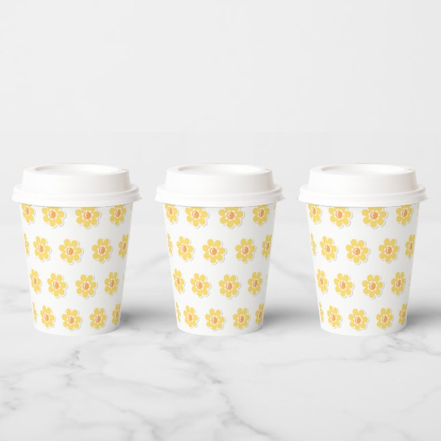 Spring Daisies on Pastel Sage Green Paper Cups (Multi)