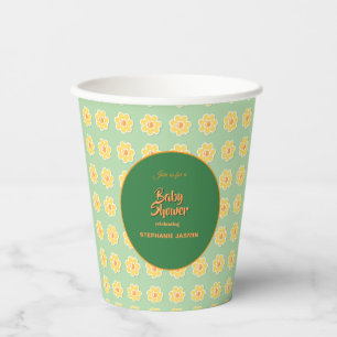 Spring Daisies on Pastel Sage Green Paper Cups