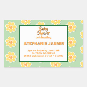 Spring Daisies on Pastel Sage Green Rectangular Sticker
