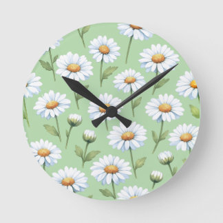 Spring daisies pattern round clock