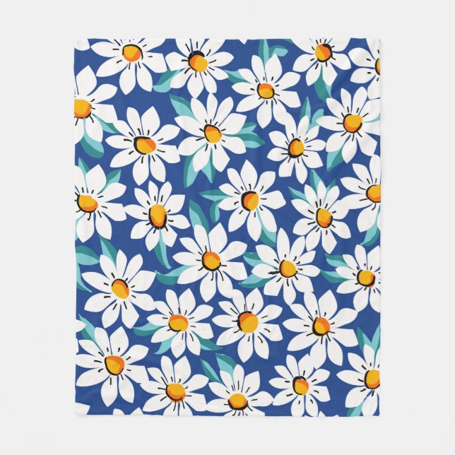Spring daisies: trendy floral pattern. fleece blanket (Front)