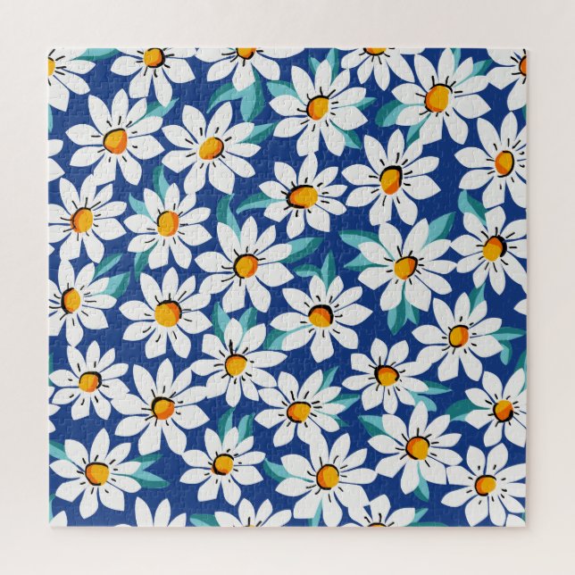 Spring daisies: trendy floral pattern. jigsaw puzzle (Vertical)