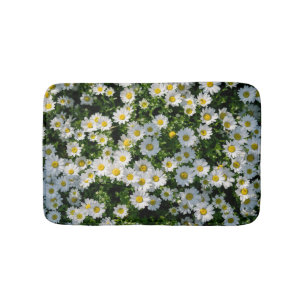 Spring Daisy Field: Serene Background Bath Mat