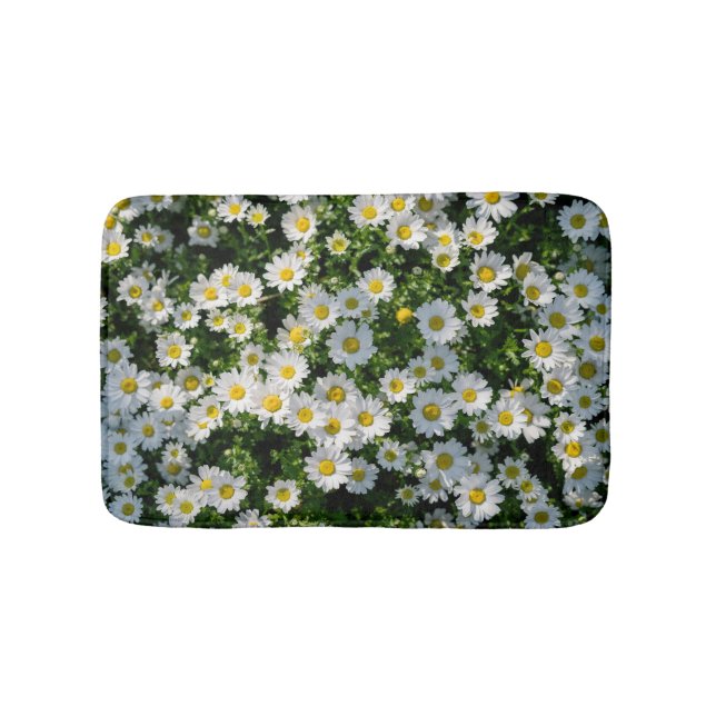 Spring Daisy Field: Serene Background Bath Mat (Front)