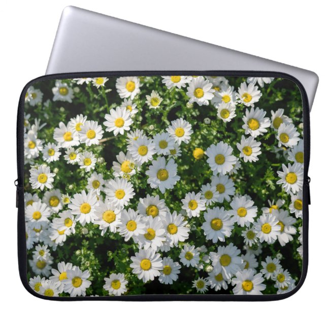 Spring Daisy Field: Serene Background Laptop Sleeve (Front)