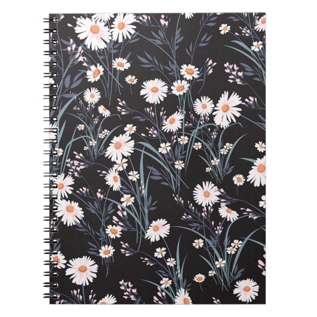Spring Daisy Floral Seamless Design Notebook (Front)