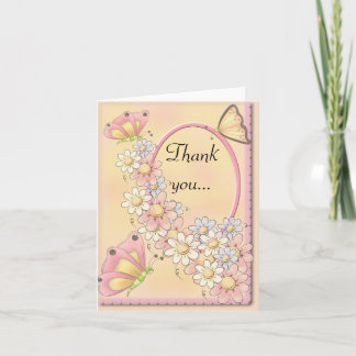 Spring Daisy Flowers & Butterflies Thank You Card