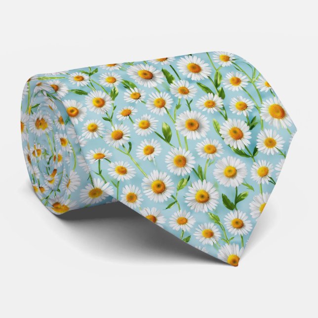 Spring Daisy Micro Pattern Tie (Rolled)