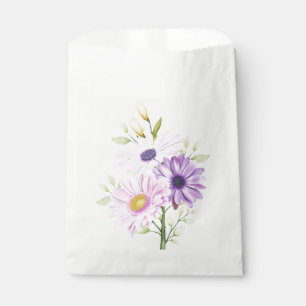 Spring Daisy Purple Watercolor Floral Wedding Favour Bags