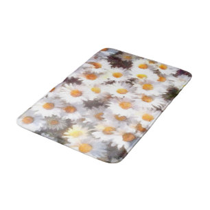 Spring Daisy Wildflower Watercolor Bath Mat