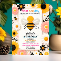 spring daisy Yellow first 1st bee day birthday