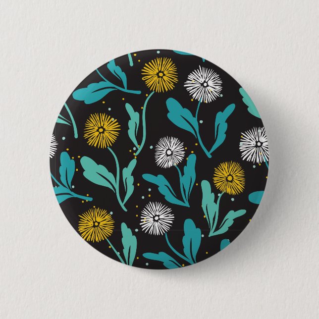 Spring Dandelion Flowers and Leaves Design 6 Cm Round Badge (Front)