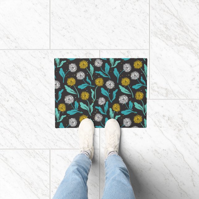 Spring Dandelion Flowers and Leaves Design Doormat (Indoor)