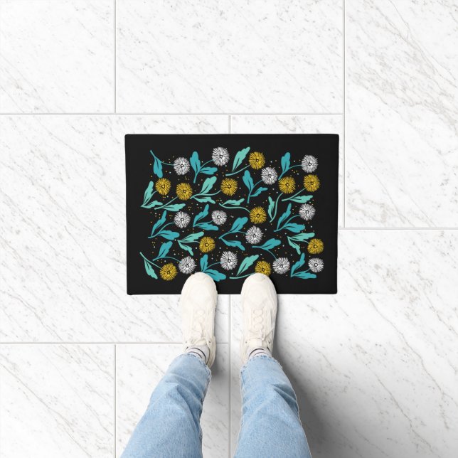 Spring Dandelion Flowers and Leaves Design Doormat (Indoor)
