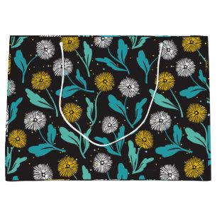Spring Dandelion Flowers and Leaves Design Large Gift Bag