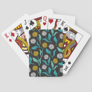 Spring Dandelion Flowers and Leaves Design Playing Cards