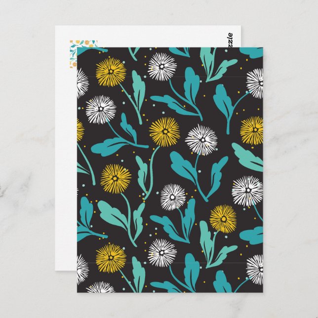 Spring Dandelion Flowers and Leaves Design Postcard (Front/Back)